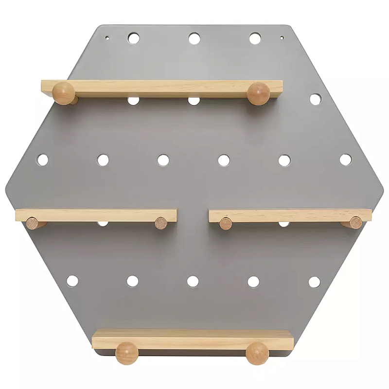 Полка настенная шестиугольная Multifunctional Hexagon Белый Древесина Серый Полка настенная шестиугольная Multifunctional Hexagon Белый Древесина Серый в Барнауле | Loft Concept