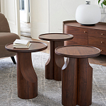 Круглый приставной стол из массива ореха Balu Wooden Side Table варинант исполнения - 7 | Loft Concept в Барнауле