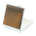 Таблетница карманная квадратная с 4-мя отделениями с зеркалом и накладкой из натурального камня Тигровый глаз Silver Stone Pillboxes варинант исполнения - 2 | Loft Concept в Барнауле