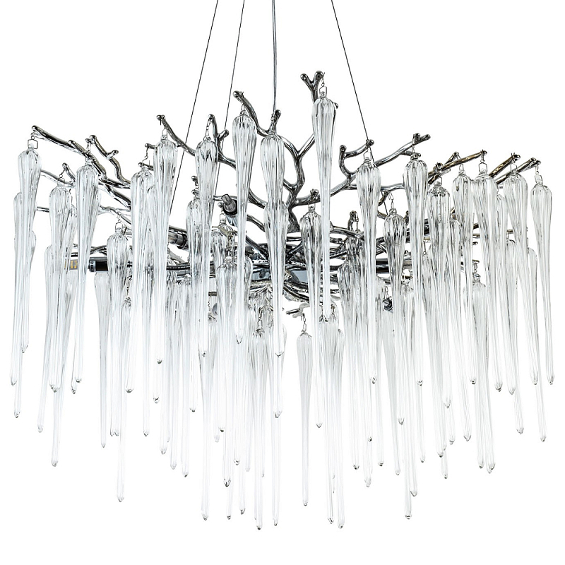 Люстра с хрустальными подвесками Frozen Drops Chandelier Chrome 10 Прозрачный Хром в Барнауле | Loft Concept 