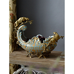 Чаша голубого цвета с оранментом и и бронзовыми фигурами леопардов Eden Garden варинант исполнения - 6 | Loft Concept в Барнауле