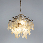 Люстра подвесная с белыми перламутровыми подвесками и изогнутыми золотистыми элементами Диаметр 50 см SHELL Chandelier варинант исполнения - 2 | Loft Concept в Барнауле