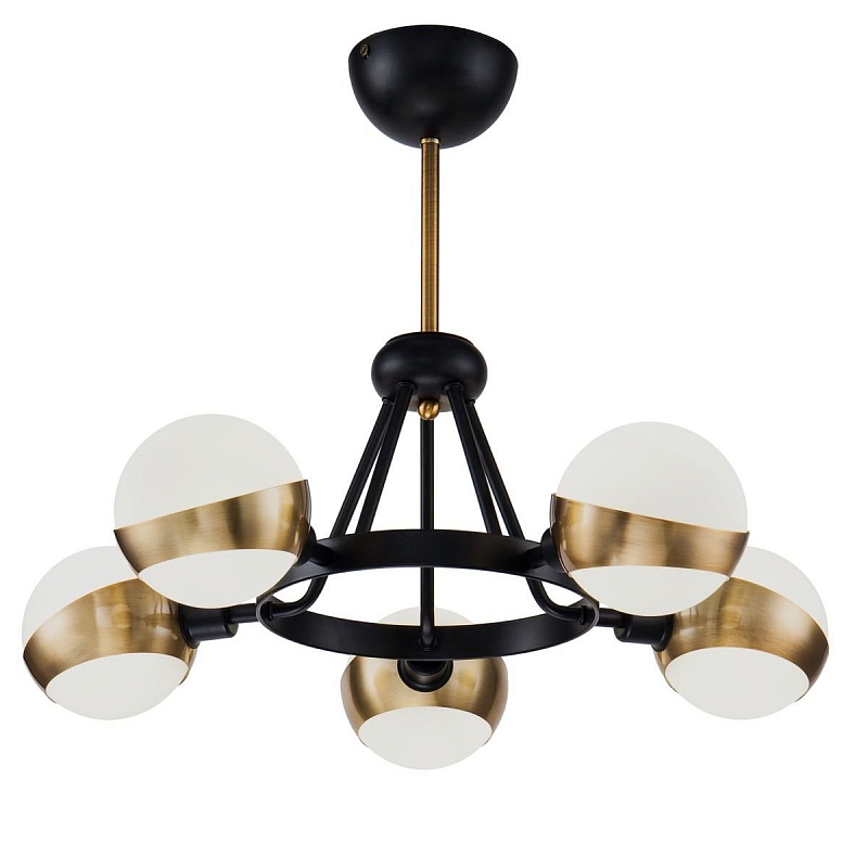 Люстра Hold Ball Brass Chandelier 5 Черный Белый Латунь Люстра Hold Ball Brass Chandelier 5 Черный Белый Латунь в Барнауле | Loft Concept