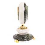 Часы настольные бронзовые из натуральных камней Мрамор и Змеевик Stone Clock варинант исполнения - 9 | Loft Concept в Барнауле