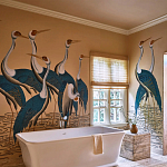 Обои ручная роспись Sarus Cranes Colourway SC-208 on Raw Silk dyed silk варинант исполнения - 1 | Loft Concept в Барнауле