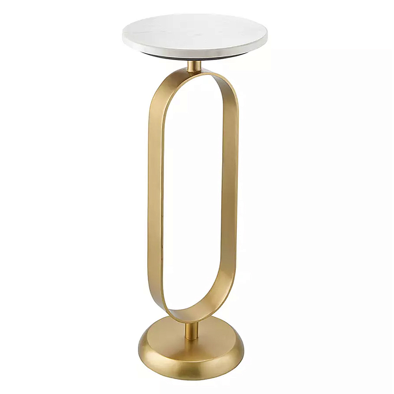 Столик приставной с овальным золотым основанием Oval Gold Base Белый Золотой Столик приставной с овальным золотым основанием Oval Gold Base Белый Золотой в Барнауле | Loft Concept