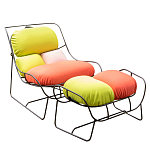 Дизайнерское разноцветное кресло на металлическом каркасе с подставкой для ног Poltronova Plasma Armchair варинант исполнения - 2 | Loft Concept в Барнауле
