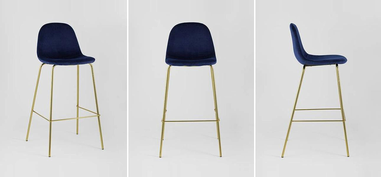 Барный Стул Archie Chair Синий Велюр Барный Стул Archie Chair Синий Велюр - Loft-Concept в Барнауле