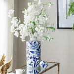 Ваза цилиндрической формы с крышкой и синим цветочным узором на белом фоне Blue & White Ornament варинант исполнения - 5 | Loft Concept в Барнауле