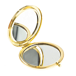 Зеркало карманное круглое двухстороннее из натурального камня Содалит в подарочной упаковке Gold Stone Mirrors варинант исполнения - 2 | Loft Concept в Барнауле