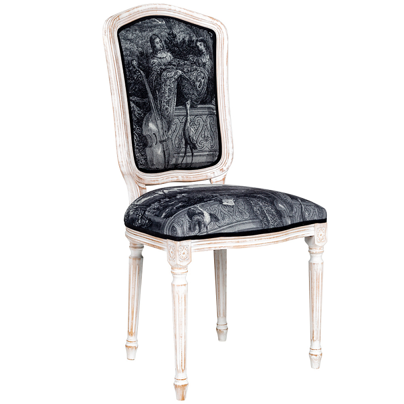 Стул Monceau Palace Stool Черно-белый Белый винтажная патина   в Барнауле | Loft Concept 