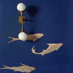 Обои с вышивкой ручной работы Deco Fish Aurum colourway on Caribbean Sea slub silk варинант исполнения - 2 | Loft Concept в Барнауле