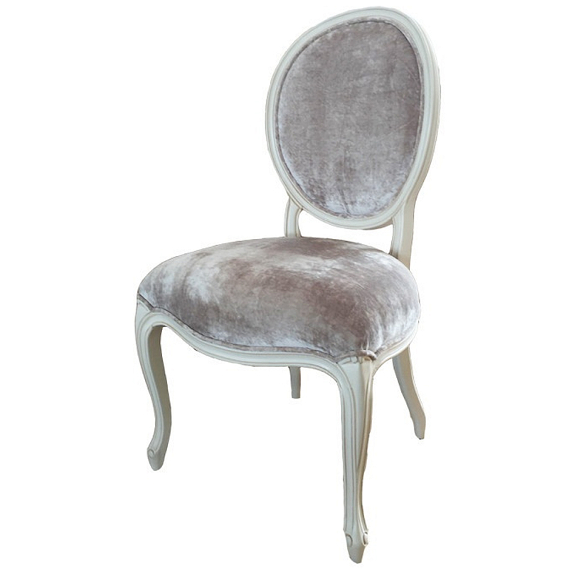 Стул в стиле прованс велюр Sylvie French Seating Chair Белый Бежево-серый Стул в стиле прованс велюр Sylvie French Seating Chair Белый Бежево-серый в Барнауле | Loft Concept