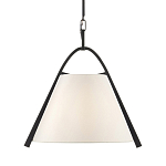 Подвесной светильник в форме конуса с белым тканевым абажуром и чёрным каркасом Stylish Solution варинант исполнения - 1 | Loft Concept в Барнауле
