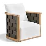 Дизайнерское уличное кресло из массива дерева с плетеной спинкой PALINFRASCA Armchair варинант исполнения - 6 | Loft Concept в Барнауле