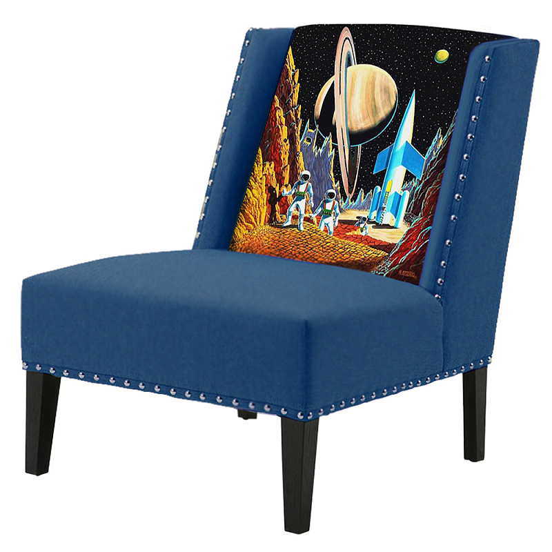 FUN Armchair Retro Futurism Dark blue Дизайнерское кресло с цветным принтом Сапфирово-синий FUN Armchair Retro Futurism Dark blue Дизайнерское кресло с цветным принтом Сапфирово-синий в Барнауле | Loft Concept