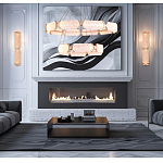 Люстра с 2-мя кольцами с текстурным природным рисунком IceFlame варинант исполнения - 6 | Loft Concept в Барнауле